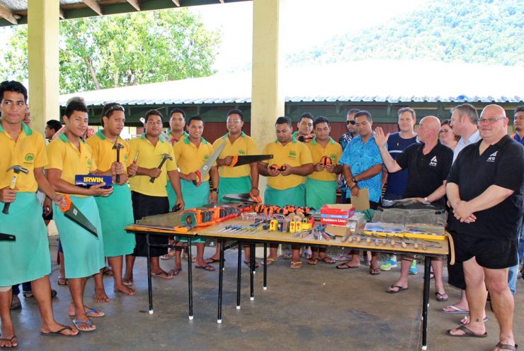 Don Bosco Students showing off their new equipment from Ara Institute of Canterbury